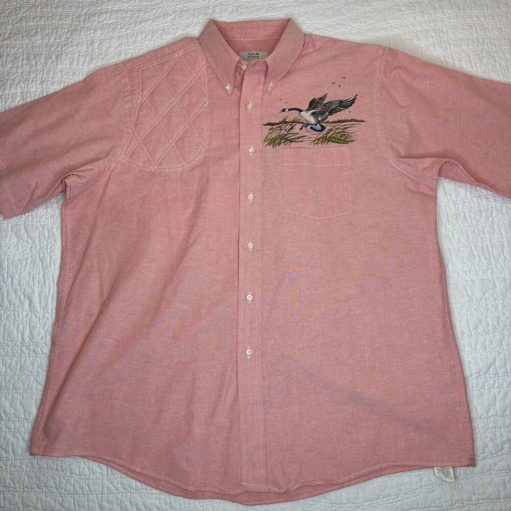 Vintage Arrow Dover mens button shirt 18 short sleeve painted & shooting‎ patch